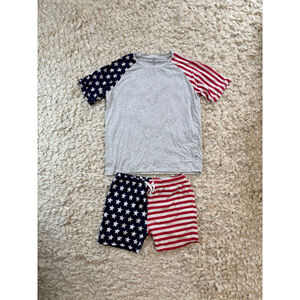 Boys Bums & Roses Matching Set 10 Gray Red White Blue Stars Stripes Bamboo
